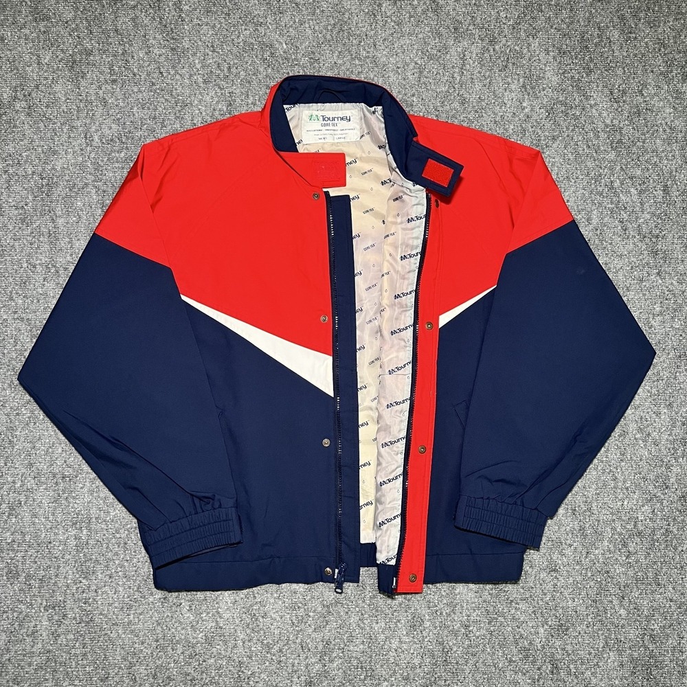 Tourney Gore-Tex Waterproof Windproof Breathable Jacket Men Large Red White Blue - Picture 4 of 7
